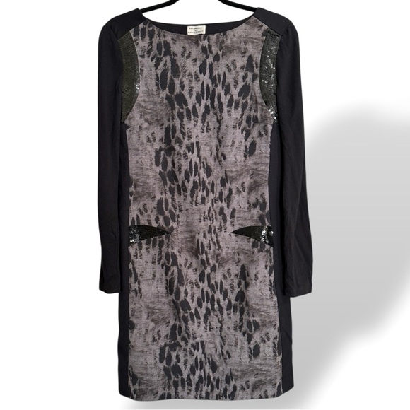 Philosophy Di Alberta Ferretti Animal Print Sequin Angora Blend Shift Dress Sz 6